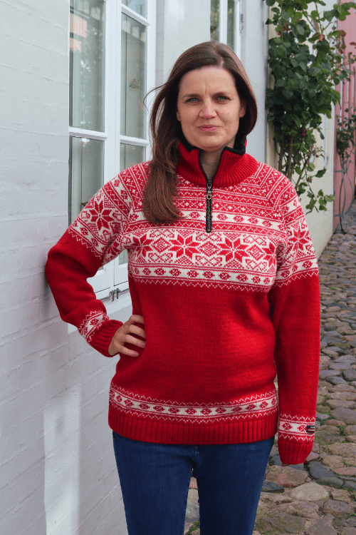 Fjordglød – Norweger Pullover aus 100% Schurwolle