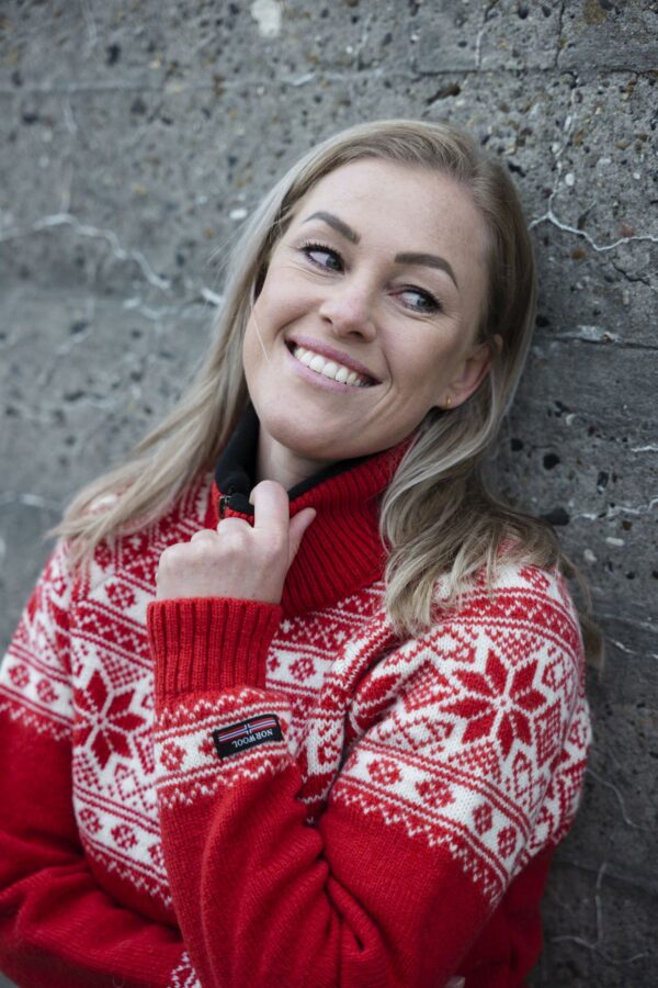 Fjordglød – Norweger Pullover aus 100% Schurwolle