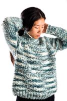 Skandinavischer Merinowolle-Pullover "Butterfly" Rollkragen Handgestrickt