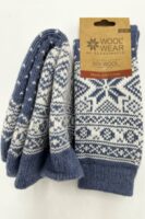 Skandinavische Wollsocken "Hyggesokker" 60% Lammwolle Schneeflockenmuster