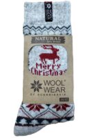 "Merry Christmas" Weihnachtssocken mit Rentier Motiv 80 % Lammwolle