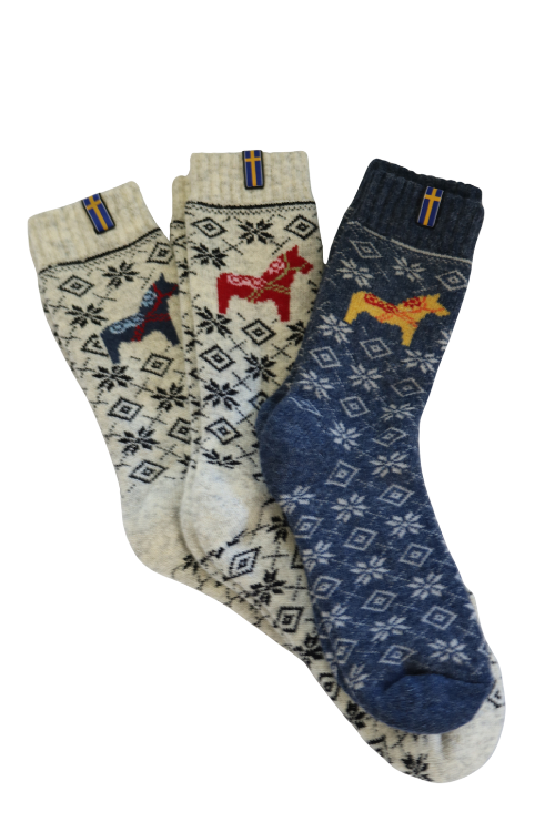 🇸🇪 Dalapferd Wollsocken aus 80 % Lammwolle – Schweden Edition