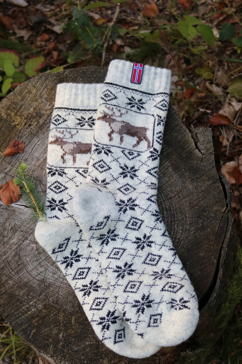 🇳🇴 Wollsocken „Rentier“ aus 80 % Lammwolle – Norwegen Edition