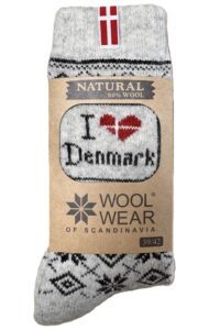 🇩🇰 I Love Denmark Wollsocken aus 80 % Lammwolle – Dänemark Edition
