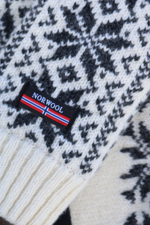 Favn – Skandinavische Wollhandschuhe mit Schneeflocken-Muster aus 100% Wolle mit Fleece-Futter