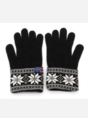 Merinowolle Handschuhe Briksdal – 100% Merinowolle von A Northern Story, Schwarz mit Schneeflocken-Muster