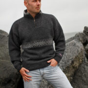 Windstopper Pullover Stormur Anthrazit – 100% Schurwolle mit Proline-Membran von NORWOOL