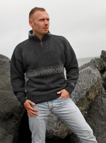 Windstopper Pullover Stormur Anthrazit – 100% Schurwolle mit Proline-Membran von NORWOOL