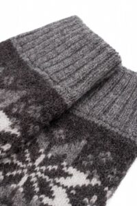 Wollhandschuhe Krystal – 100% Wolle von NORWOOL Schneeflocken-Muster Anthrazit Seite