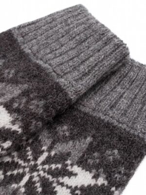 Wollhandschuhe Krystal – 100% Wolle von NORWOOL Schneeflocken-Muster Anthrazit Seite
