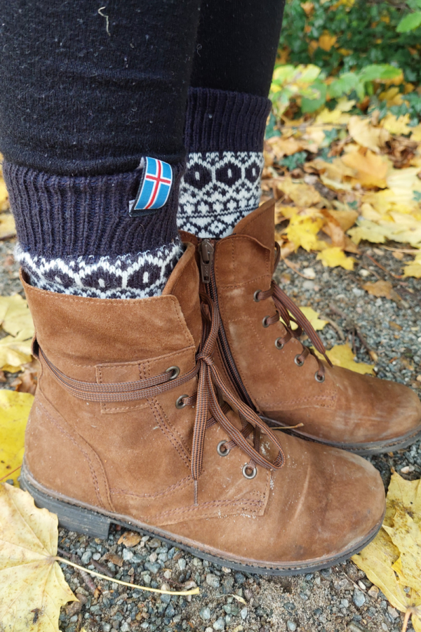 Skandinavische Wollsocken mit Islandflagge – 65 % Kammwolle