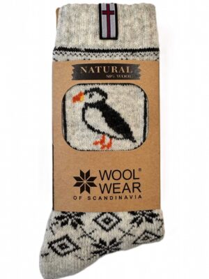 🇫🇴 Färöer Wollsocken aus 80 % Lammwolle – Papageientaucher Edition