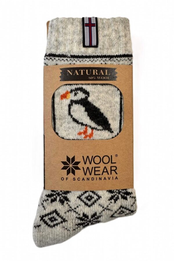 🇫🇴 Färöer Wollsocken aus 80 % Lammwolle – Papageientaucher Edition