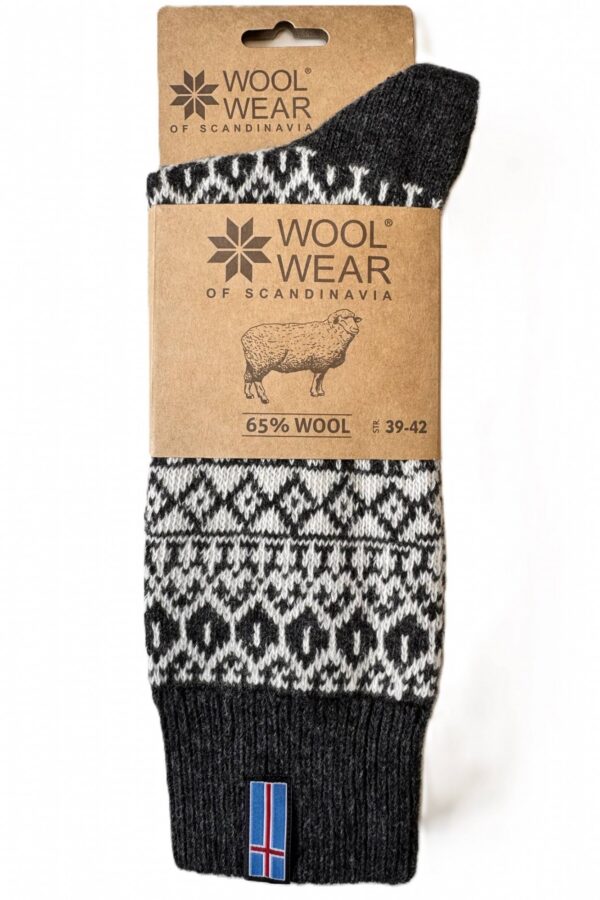Skandinavische Wollsocken mit Islandflagge – 65 % Kammwolle