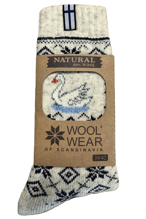 🇫🇮 Wollsocken „Singschwan“ aus 80 % Wolle – Finnland Edition