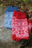 Skandinavische Wollsocken "Hyggesokker" 60% Lammwolle Schneeflockenmuster