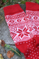 Skandinavische Wollsocken "Hyggesokker" 60% Lammwolle Schneeflockenmuster