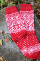 Skandinavische Wollsocken "Hyggesokker" 60% Lammwolle Schneeflockenmuster