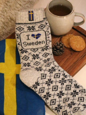 🇸🇪 I Love Sweden Wollsocken aus 80 % Lammwolle – Schweden Edition