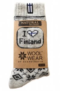 🇫🇮 I Love Finland Wollsocken aus 80 % Lammwolle – Finnland Edition