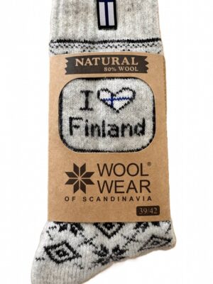 🇫🇮 I Love Finland Wollsocken aus 80 % Lammwolle – Finnland Edition