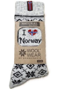 🇳🇴 "I Love Norway" Wollsocken aus 80 % Lammwolle – Norwegen Edition