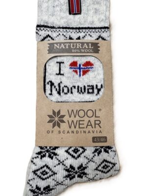 🇳🇴 "I Love Norway" Wollsocken aus 80 % Lammwolle – Norwegen Edition