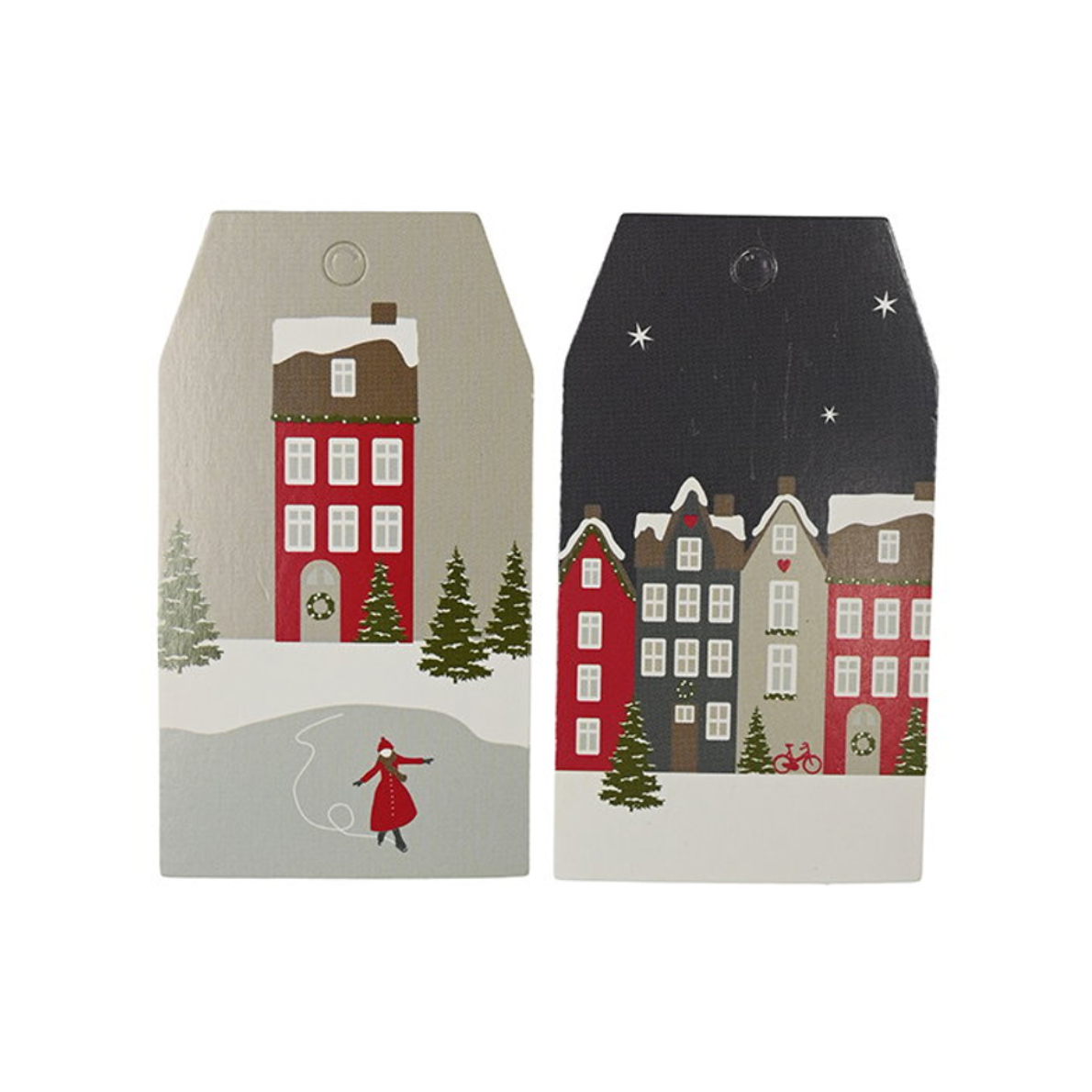 Geschenkanhänger Winterdorf skandinavisch