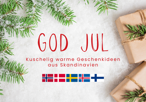 Nordische Geschenke in naturfarben und Tannenzweig Deko für Skandinavische Geschenkideen zu Weihnachten