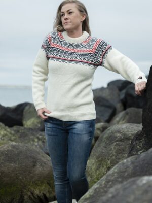 Astrid – Norweger Pullover aus 100% Schurwolle Weiß