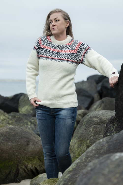 Astrid – Norweger Pullover aus 100% Schurwolle Weiß