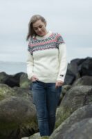 Astrid – Norweger Pullover aus 100% Schurwolle Weiß