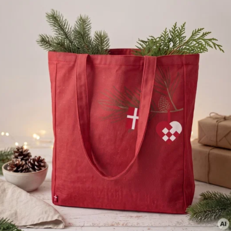 Rote Weihnachtstasche – Dekorationsbeispiel