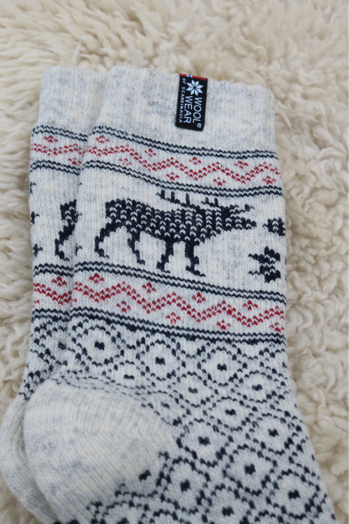 🇧🇻 Wollsocken „Elch“ aus 80 % Schurwolle – Norwegen Edition