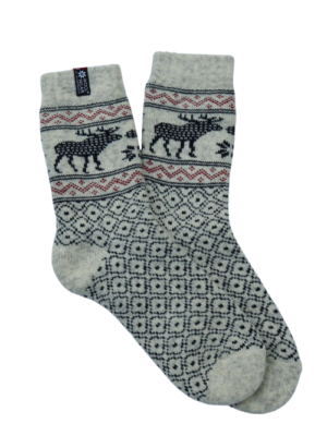 🇧🇻 Wollsocken „Elch“ aus 80 % Schurwolle – Norwegen Edition