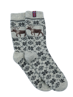 🇳🇴 Wollsocken „Rentier“ aus 80 % Lammwolle – Norwegen Edition